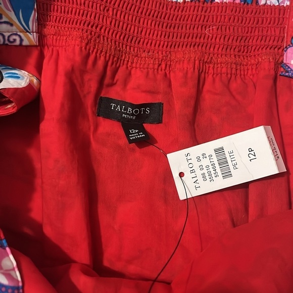 Talbots Red Pepper Multi Fantastic Paisley Fit and Flare Dress Size 12 petite - Picture 7 of 10